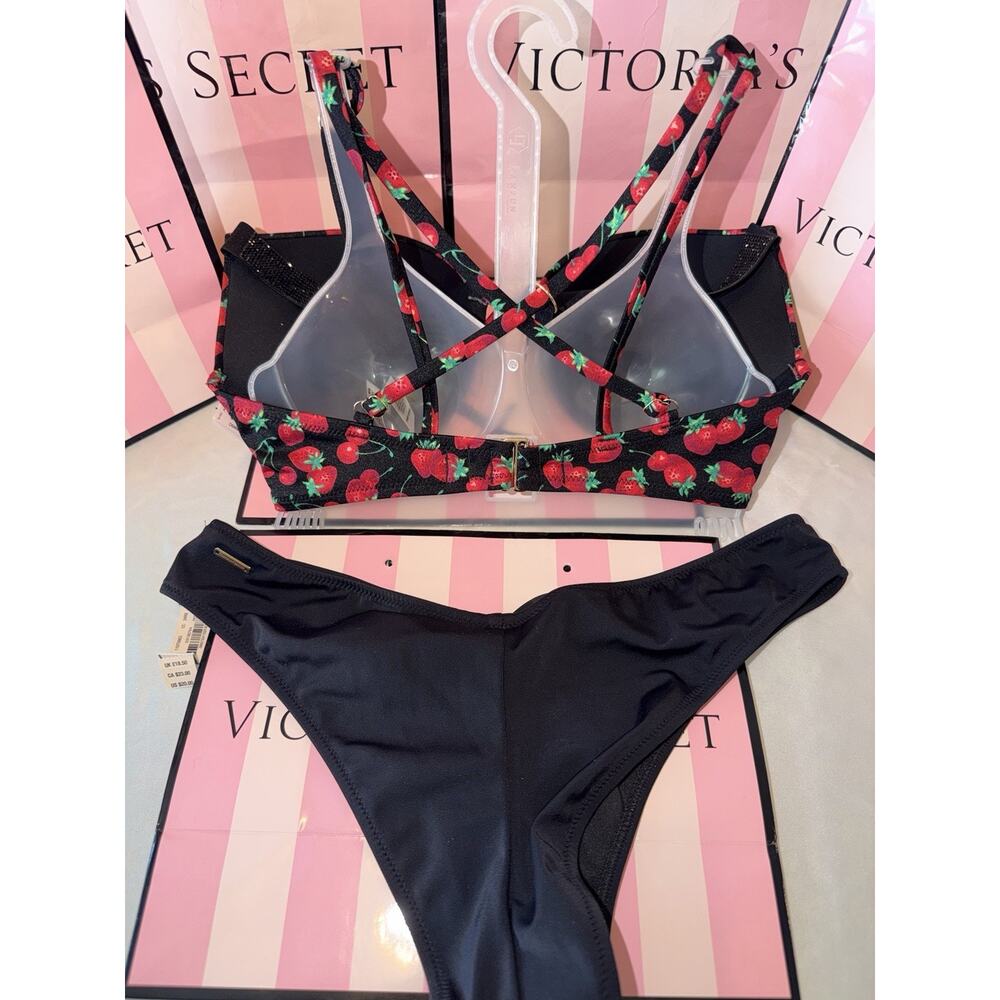 Victorias Secret Bombshell Swim Suit Shine Strap 34D Medium Bottoms - Picture 2 of 5